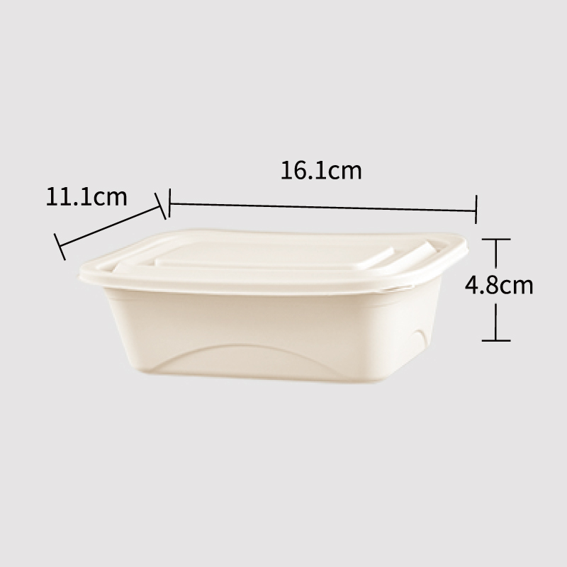 Corn Starch Based Material Disposable 380ml food lunch box 11.1CM*16.1CM*4.8 CM